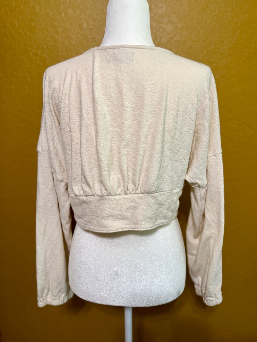 Madewell Cream Button-Front Balloon Sleeve Crop Top - Large - Picture 9 of 10